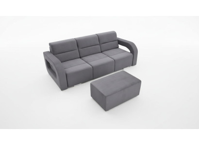 Divano letto a tre posti con funzione letto e contenitore per biancheria, divano letto a ribalta.