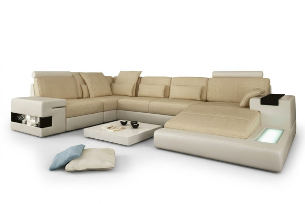 Divano ad angolo Divano Divano Imbottito a forma di U Living Design Divani XXL Big
