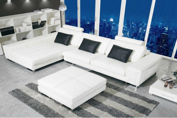 Divano ad angolo Divano Divano Divano in pelle con scaffale Sedile Set di divani Angolo GenovaS