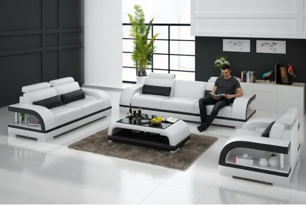 Set di divani in pelle di design divano set 3+2+1 divano divano nuovo Cittadella Bianca