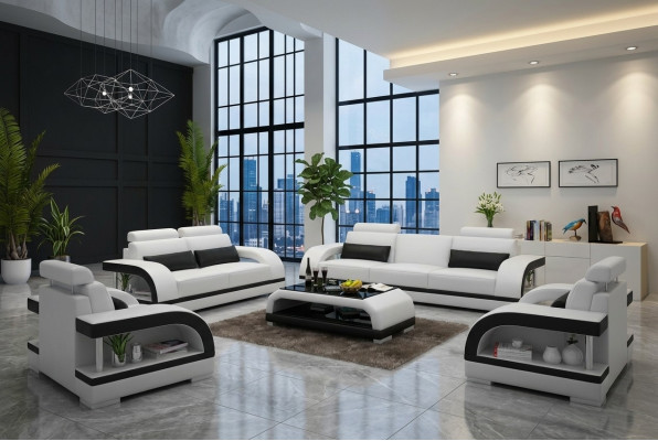 Set di divani in pelle di design divano set 3+2+1 divano divano nuovo Cittadella Bianca