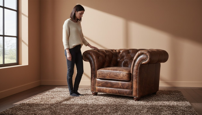 Divano Chesterfield Poltrona Pouf 1 Posto Divani Design Imbottiti in Pelle Nuovi
