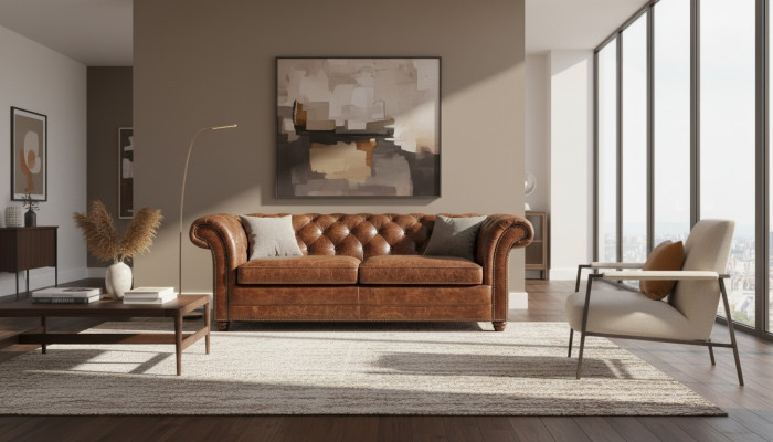 Chesterfield 100% Vera Pelle Divano in Pelle Divano Sofa Divano Imbottito Divano Classico