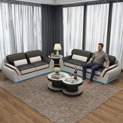 Divano in pelle Divano Set di divani Nuovo Set da 3 + 2 posti Design moderno Sofa