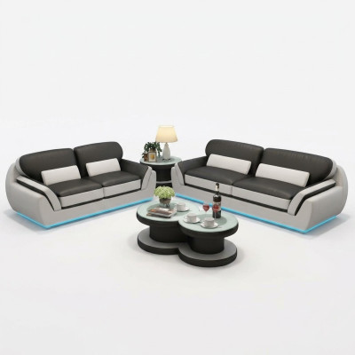 Divano in pelle Divano Set di divani Nuovo Set da 3 + 2 posti Design moderno Sofa