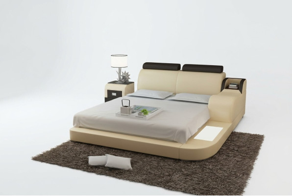 Design del letto di lusso. Letti di lusso in pelle. Camera da letto moderna 140/160/180 LB8813.