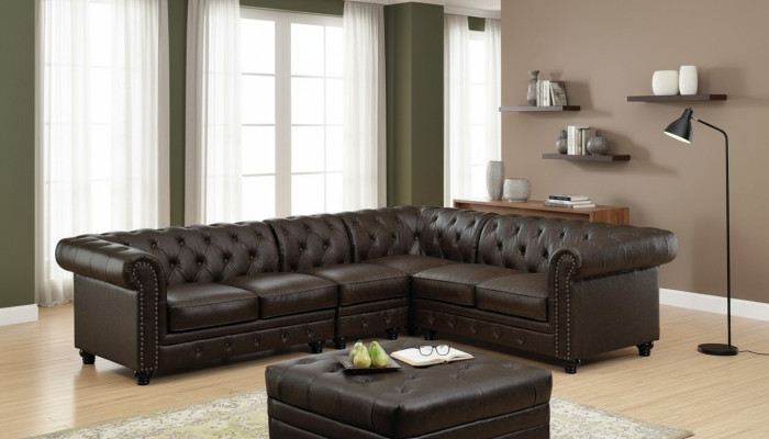 Divano angolare Chesterfield Chesterfield in pelle con design di divano divano #336.