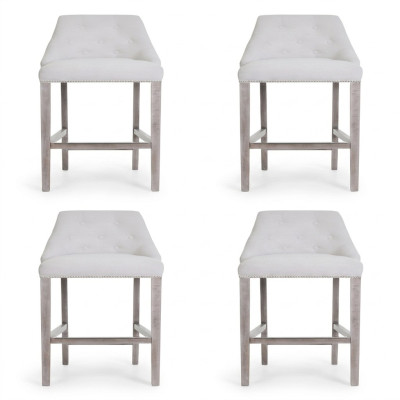 4x Sgabello da bar sgabello da bar sgabelli set di sedie rivestite in stile Chesterfield