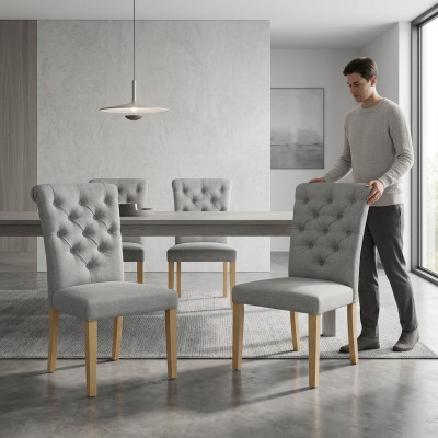 4 sedie Poltrona Imbottita Design Lounge Seduta Schienale Set Poltrona Chesterfield