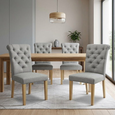 4 sedie Poltrona Imbottita Design Lounge Seduta Schienale Set Poltrona Chesterfield