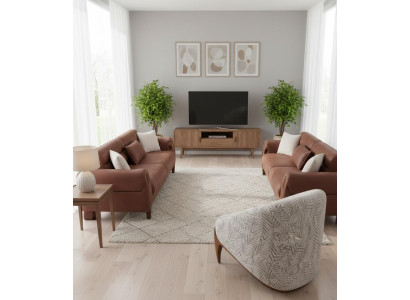 Wohnzimmer Komplettes 3+3+1 Sitzer Braun Polstermöbel Sofagarnitur