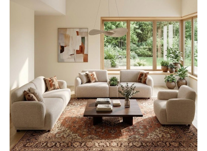 Wohnzimmer Möbel Moderner Stil Beige Holzgestell Kissen Komfortabel