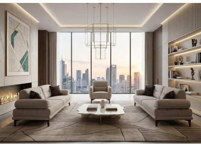 Wohnzimmer Möbel Moderner Stil Beige Holzgestell Komfortabel Entspannend