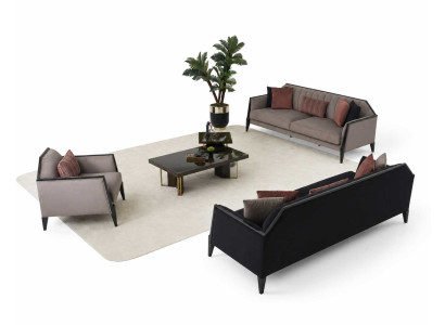 Wohnzimmer Set 3+3+1 Sitzer Luxusmöbel Couchtisch Komfortabel Sofagarnitur