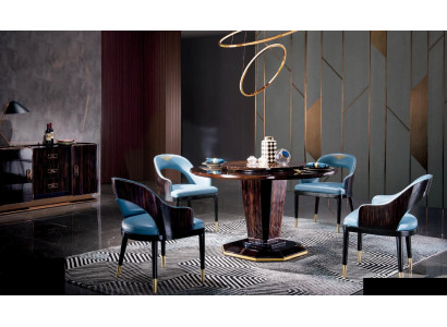 Stuhl Tron Sessel Set  Esszimmer Designer Holz Modern Stil Einsitzer Lehnstuhl