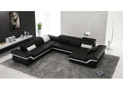 XXL Ledersofa mit USB,Wohnlandschaft Ecksofa Design Sofa Garnitur Eckcouch Neu