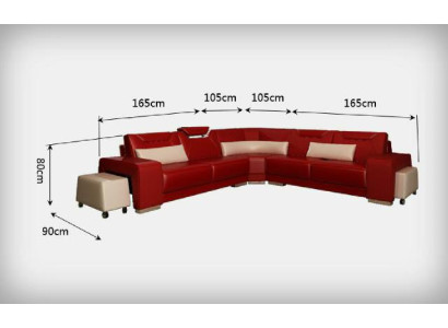 Wohnlandschaft Polster Ecke Eck Sofa + USB,Garnitur Landschaft Leder Sitz PH739