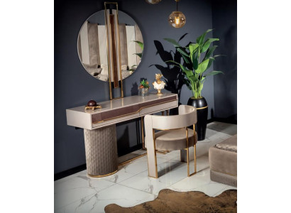 2tlg Kommode mit Spiegel Design Holz Beige Modern Schlafzimmer Jugendliche Neu