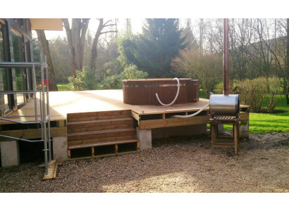 Whirlpool Badefass Garten Bad Thermoholz Outdoor-Spa Erholungsbecken