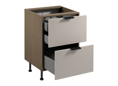 Unterschrank Küchenschrank 2 Schubladen Besteckkasten Braun-Beige Küche