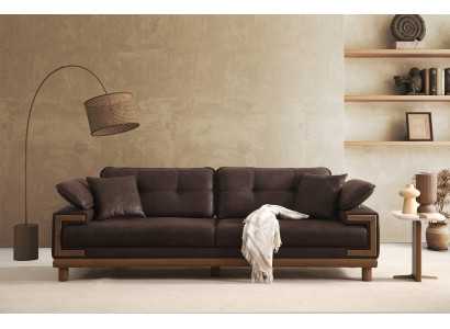 Wohnzimer Brauner Textil Dreisitzer Modernes Polstersofa Edle Couch