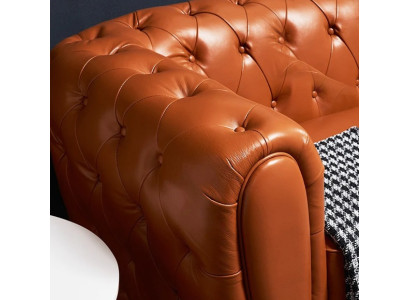 2-Sitzer Sofa aus Kunstleder Orange Polstersofa Zweisitzer Couch Wohnzimmer