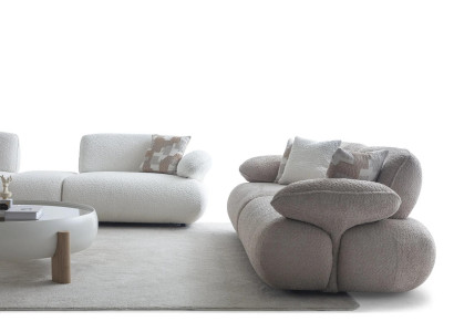 Weißes Wohnzimmer Set Edles Stoffsofa Designer Couchtisch