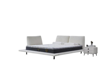 Weißes Schlafzimmer Polsterbett Designer Textilbetten Metallfüße