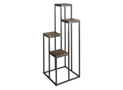Vintage Pflanzenständer mit Metallgestell und Holzpflanzentöpfen