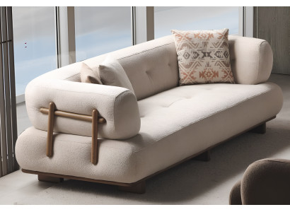 Wohnzimmer-Set Modernes Design Weiß, Braun  Farbe Stilvoll - 2TLG.