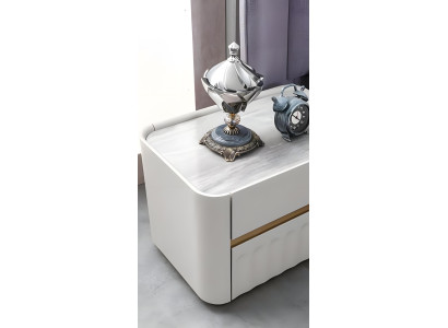 Weißer Eleganter Nachttisch Designer Holztisch Schlafzimmer Möbel