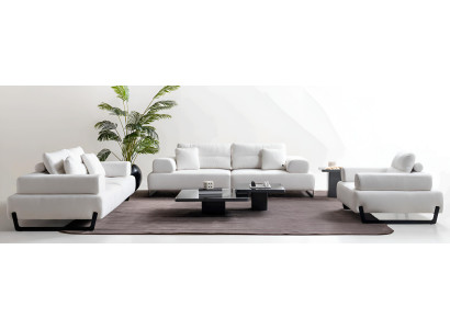Weißer Polstersessel Metallfüße Wohnzimmer Stoffsessel Relaxsessel