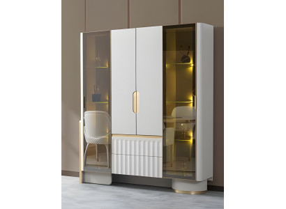 Weißes Esszimmer Set Designer Esstisch 4x Polsterstühle TV-Ständer
