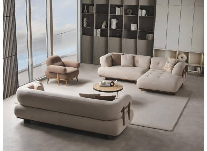 Wohnzimmer-Set Modernes Design Weiß  3-Sitzer-Sofa, Sessel, Ecksofa