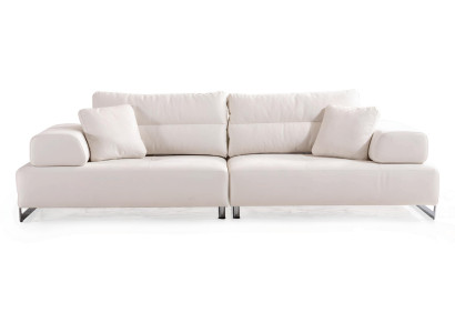 Weiße Sofagarnitur Exklusiver 4-Sitzer Designer 3-Sitzer Metallfüße
