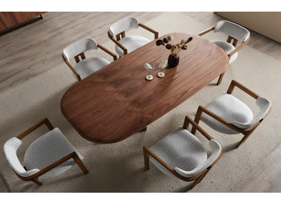 Weißes Stuhl-Set Designer Küchenstühle Stoffstühle 6x Textilstühle
