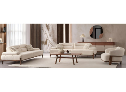 Wohnzimmer Beige 3-er Couch Stilvoller Dreisitzer Designer Stoffsofa