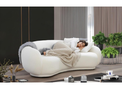 Weiße Polstercouch Designer Wohnzimmer 3-Sitzer Textilsofas 3-er