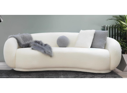 Weiße Wohnzimmer Polstergarnitur Designer 3-Sitzer Rundsessel 2tlg