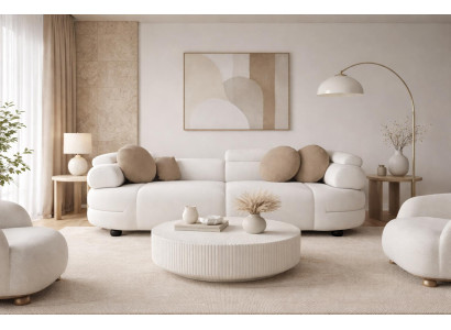 Weißes Wohnzimmer Textilsofa Designer Stoffsofas Luxuriöser 3-Sitzer