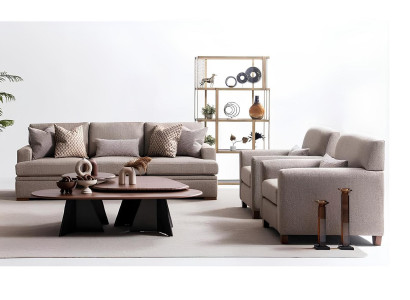 Wohnzimmer-Set 3-teilig 3-Sitzer und 2 Sessel für stilvolles Wohnen.