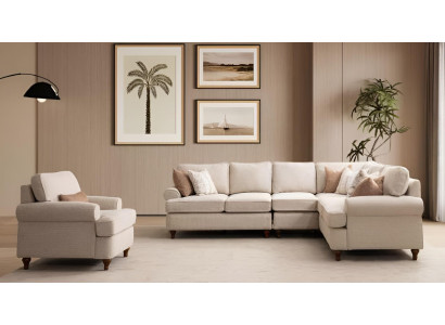 Wohnzimmer-Set mit L-förmigem Ecksofa und Passendem Sessel – Modern