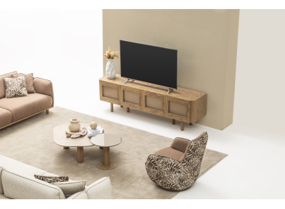 Wohnzimmer-Set 2x 4-Sitzer Sessel Tische & Stauraum für Stil & Komfort