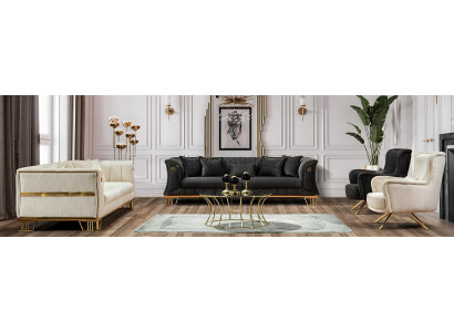 Weiße Textilgarnitur Designer Polstersofas Edle 2x 3-Sitzer Couchen