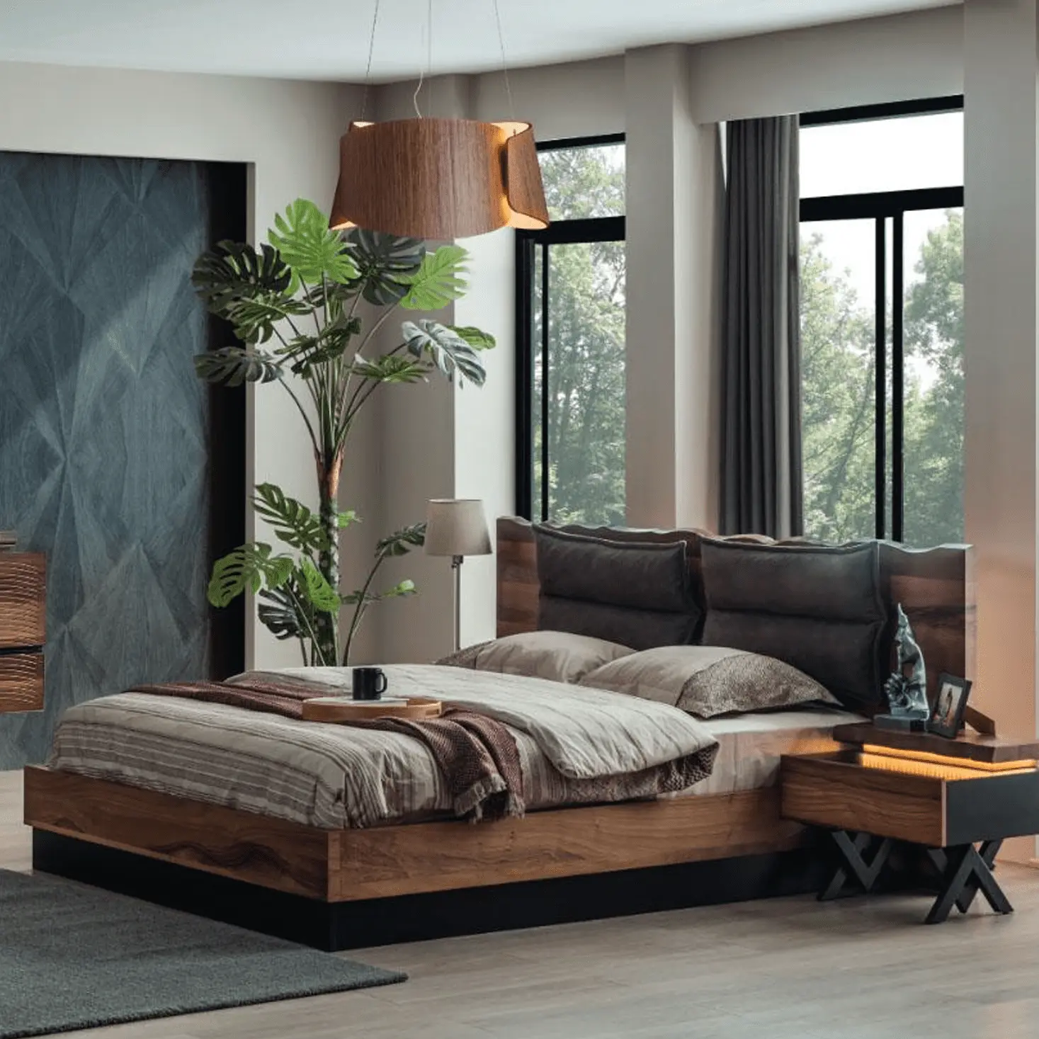 Camera con letto moderno e spazioso