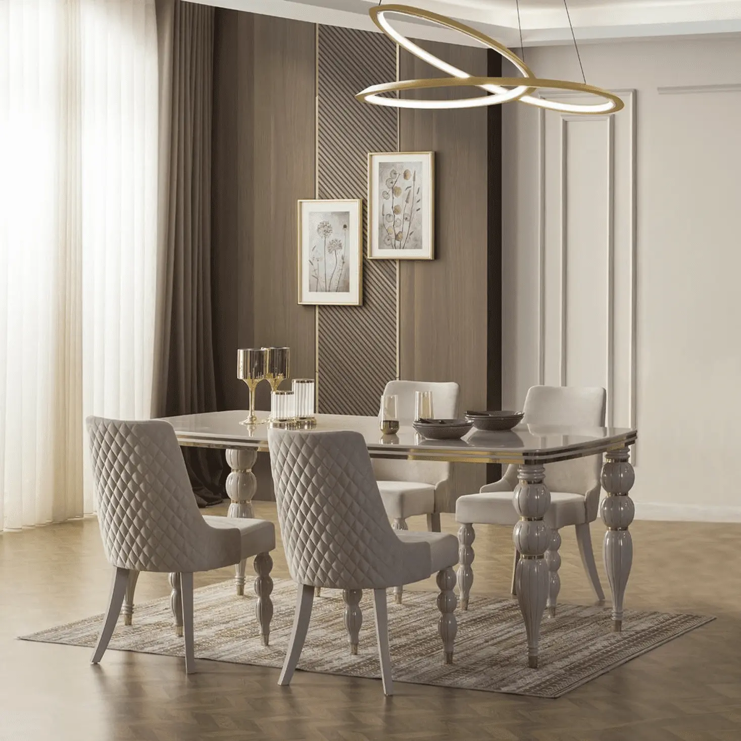 Sala da pranzo moderna con un tavolo di design